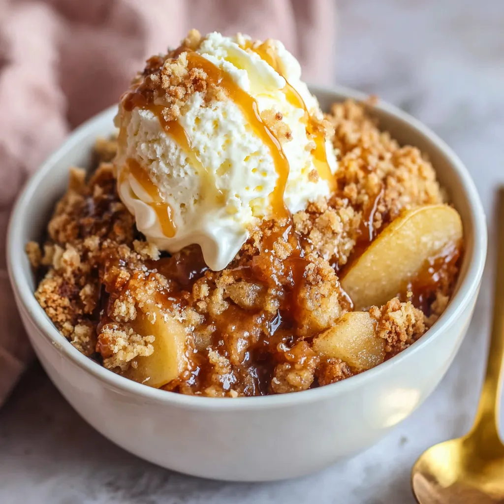 Easy crockpot caramel apple dump cake second image showcases the delicious dessert after being cooked in the slow cooker.
