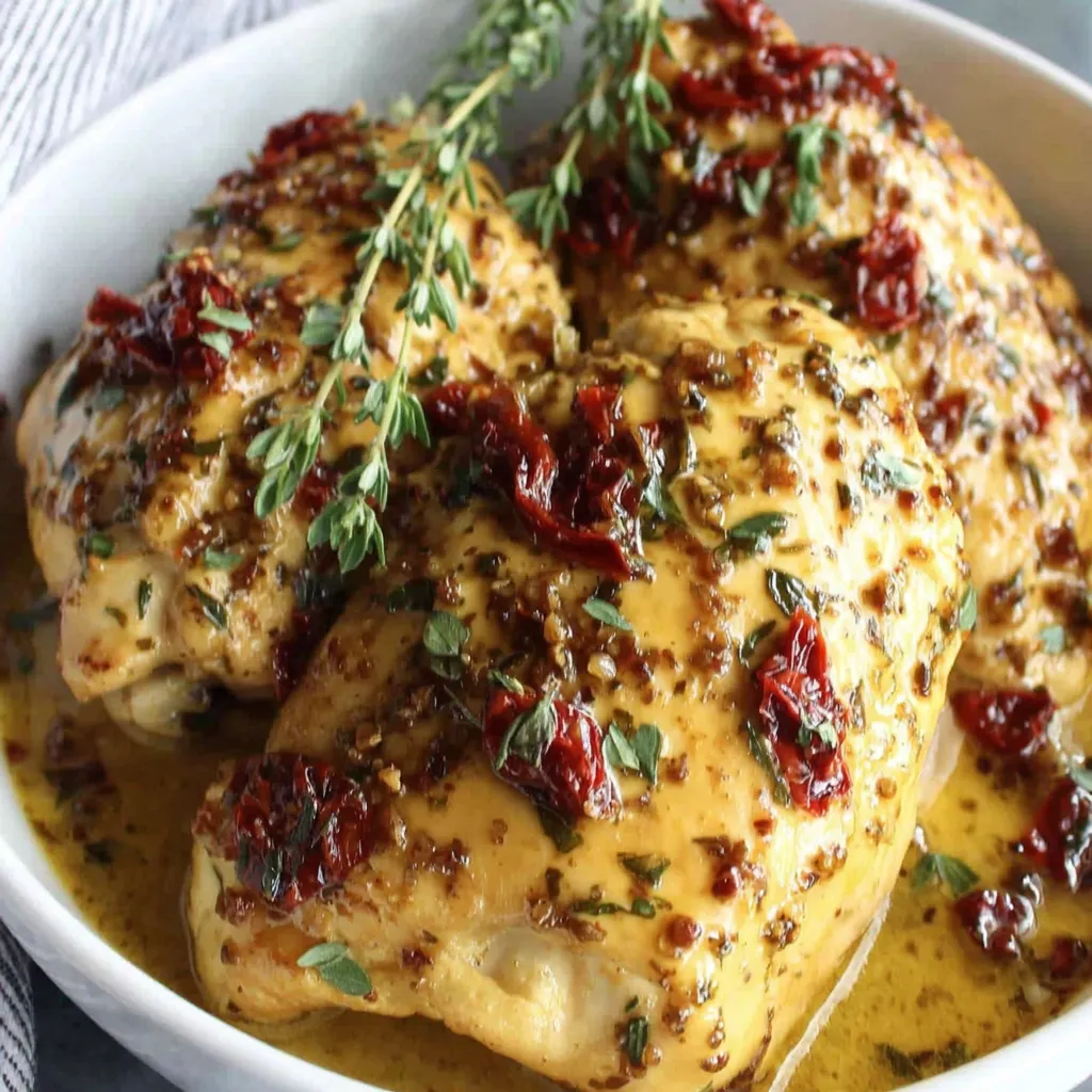 Creamy Crockpot Marry Me Chicken, ready to serve. Delicious, easy dinner.