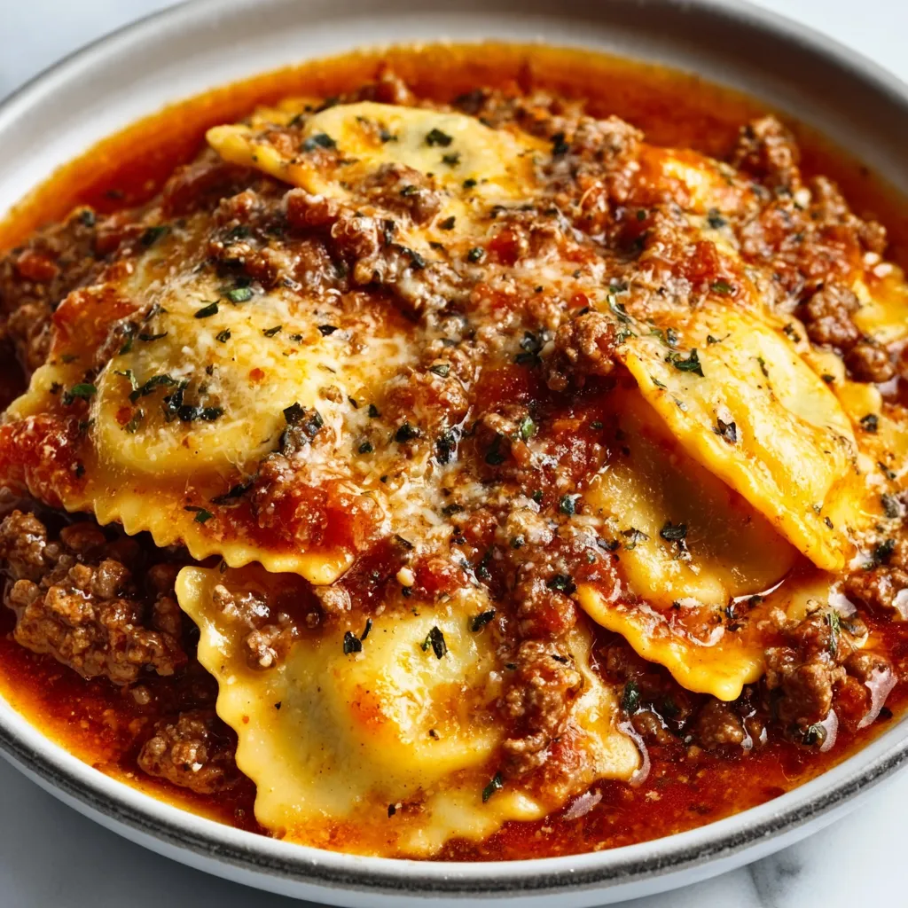 Easy crockpot ravioli lasagna second image showcasing the completed dish ready to serve.
