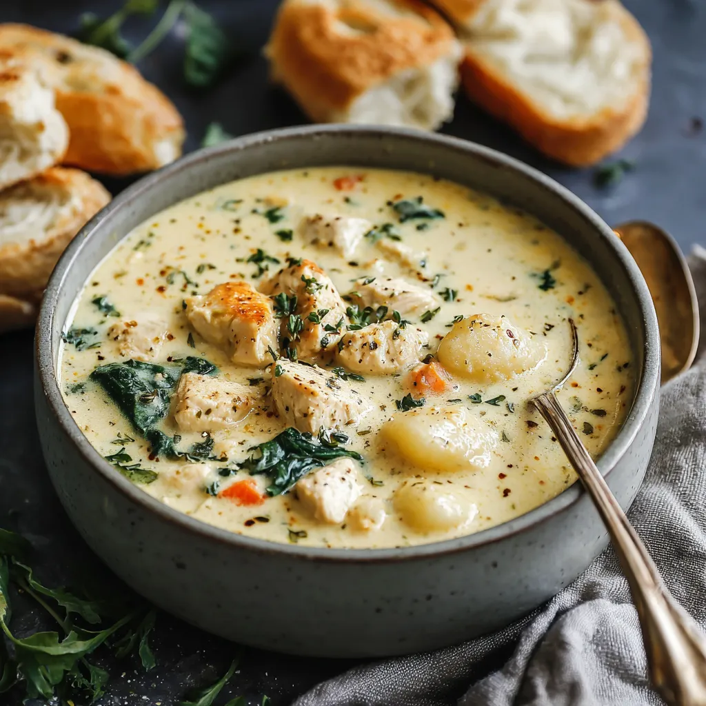 Creamy Garlic Chicken Gnocchi Soup, a comforting and dreamy dish, is showcased in this enticing second image.