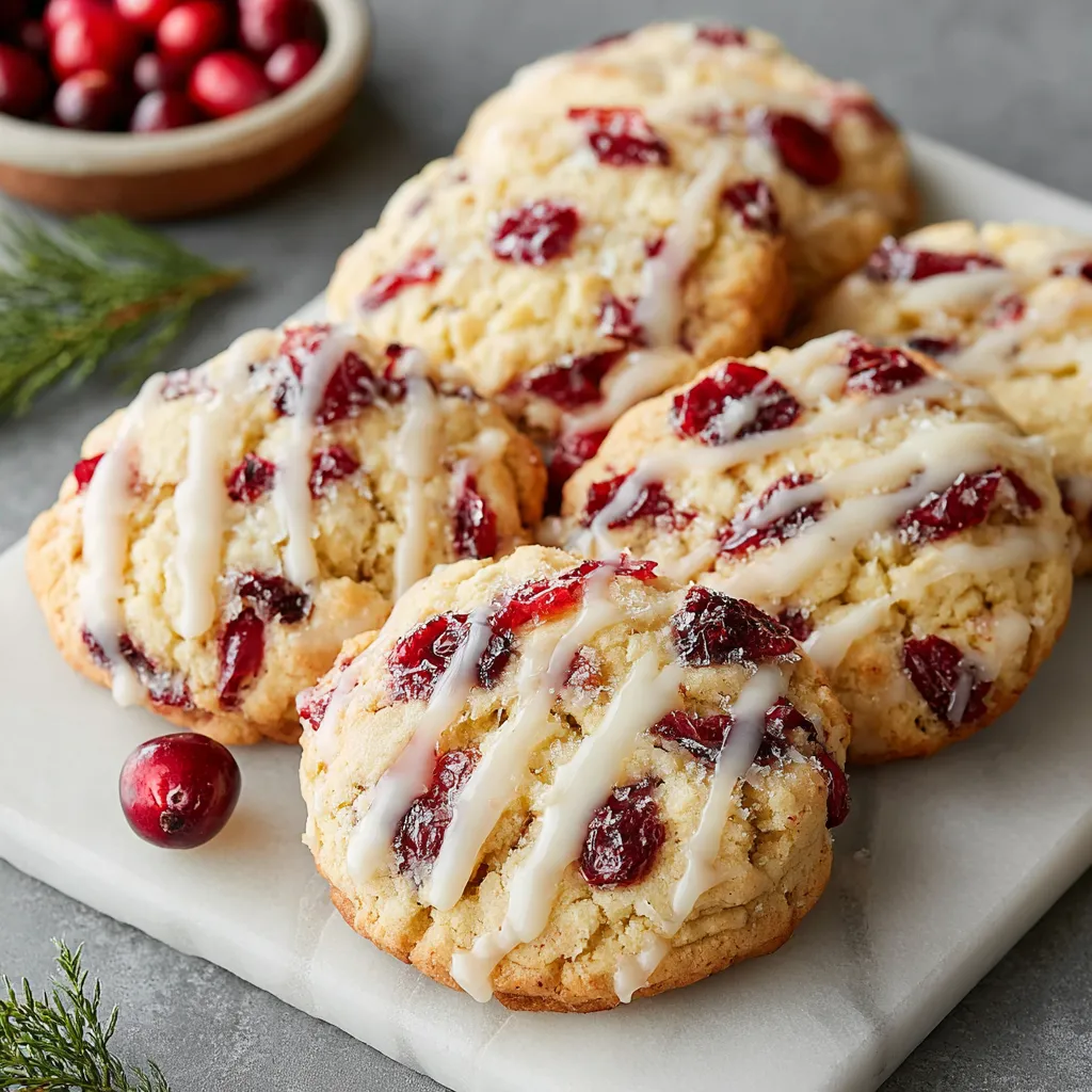 Festive Christmas cranberry orange cookies are beautifully arranged, showcasing their vibrant colors and tempting texture.