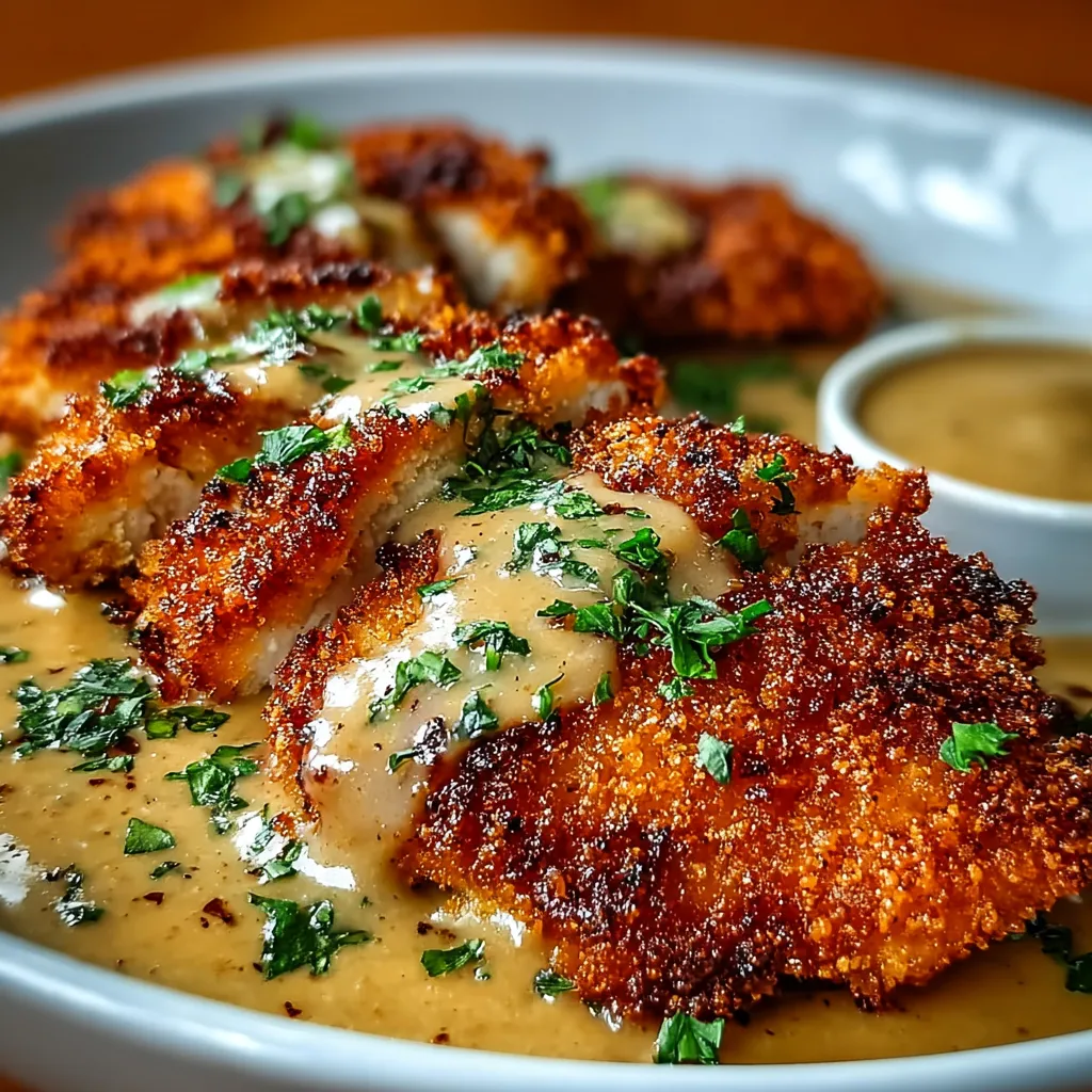 Crispy parmesan chicken with rich garlic sauce delight, showcasing a second delectable view of the dish.