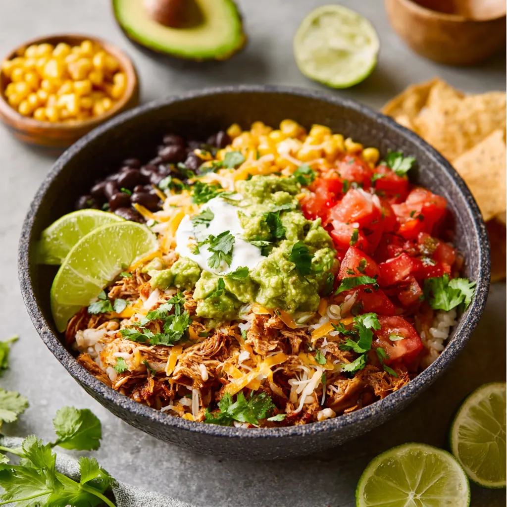 Easy Instant Pot burrito bowls are shown in a colorful second image, demonstrating the simple assembly and delicious final result.