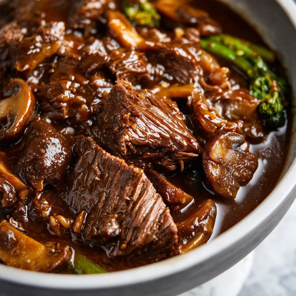 Close-up of tender, shredded beef cooked in an Instant Pot, illustrating a quick and easy beef recipe.