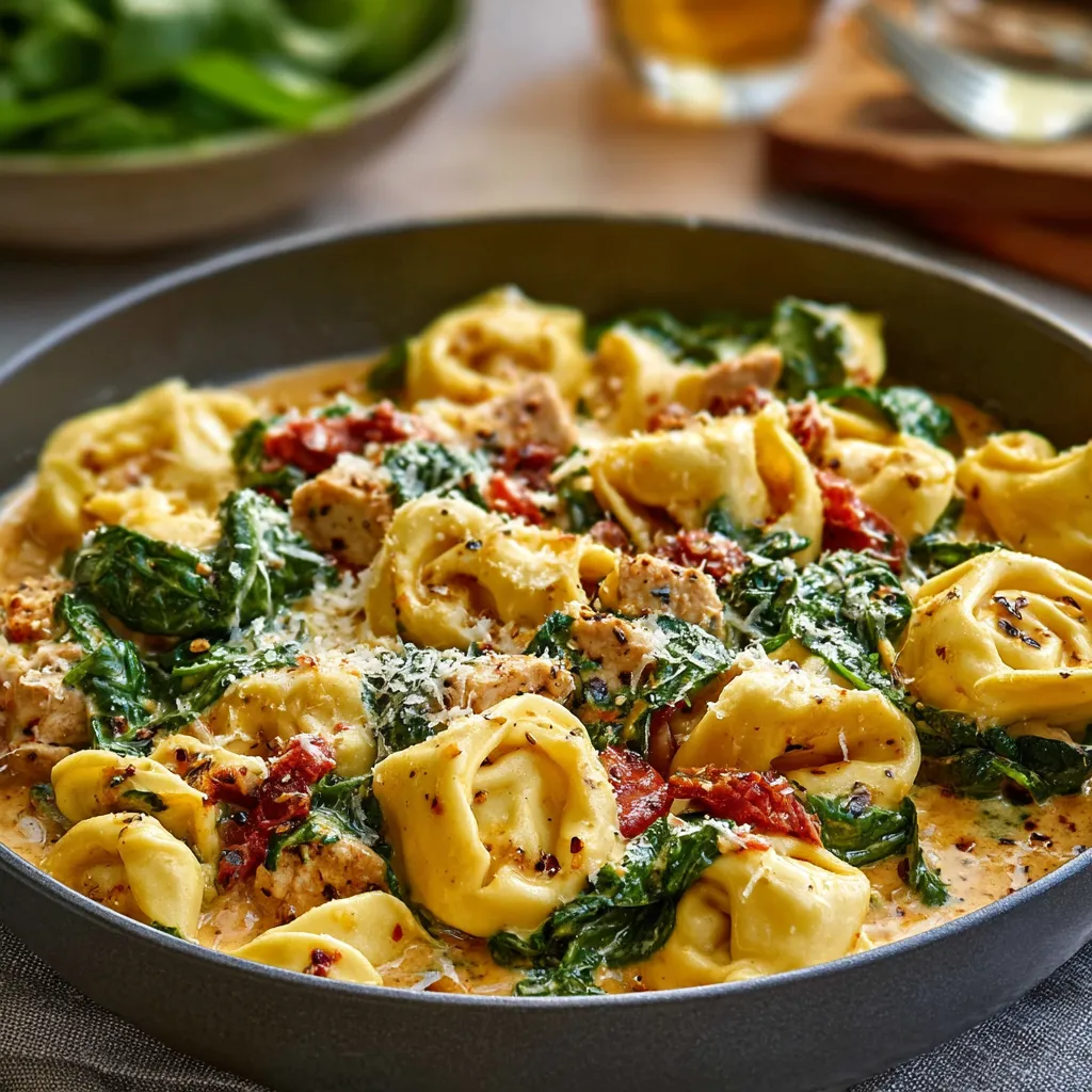 Creamy Marry Me Tortellini, a comforting and irresistible pasta dish, is beautifully presented in this image highlighting its rich sauce and tender tortellini.