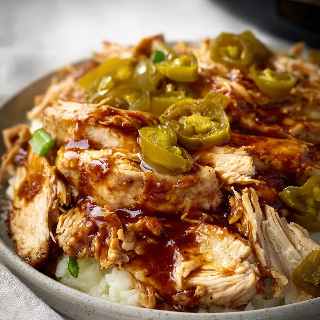 Irresistible Easy Mississippi Chicken recipe shown after cooking with a rich, savory sauce ready to serve.