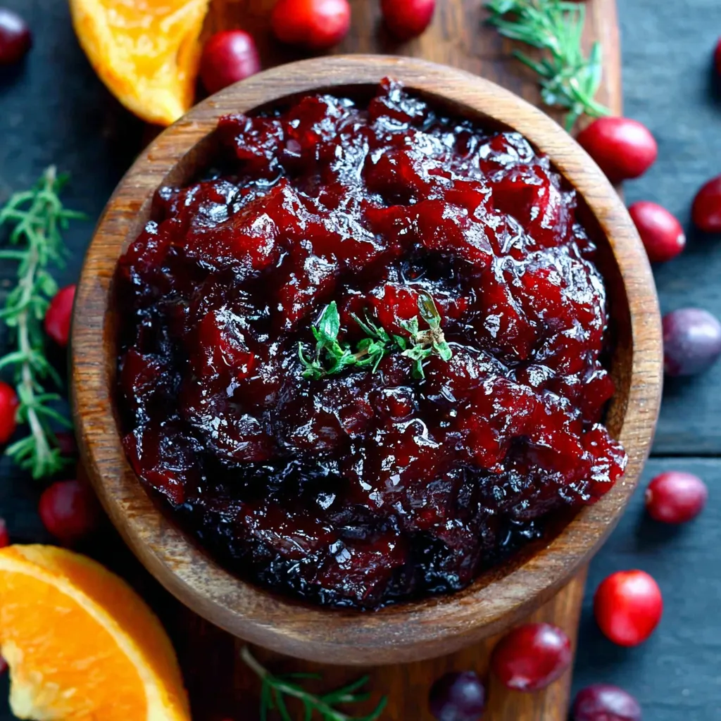 Easy homemade cranberry sauce is pictured in a glass bowl alongside the ingredients, showcasing a second image from the simple recipe.