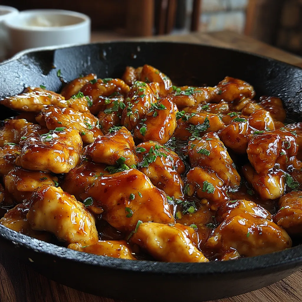 Irresistible Texas Roadhouse Butter Chicken Skillet, a delectable dish served in a skillet, is shown.