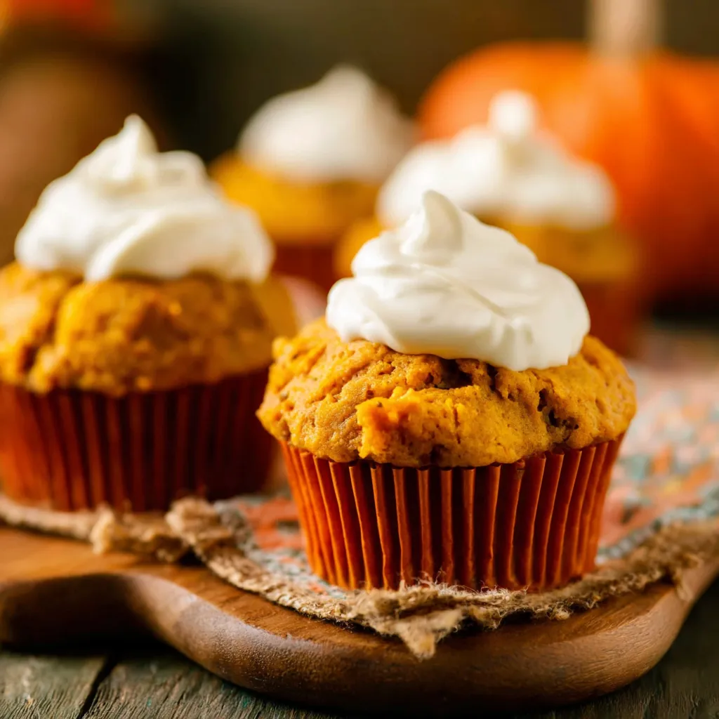 Easy Starbucks Pumpkin Cream Cheese Muffins recipe second content image showing the finished muffins with visible cream cheese filling and pumpkin spice dusting.
