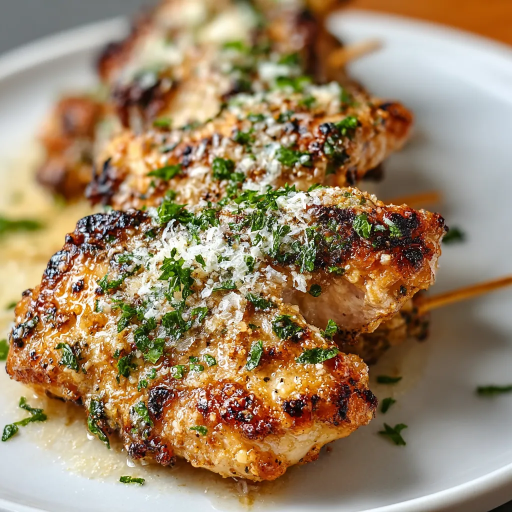 Close-up of delicious Garlic Parmesan Chicken, showcasing the creamy sauce and golden-brown crust.
