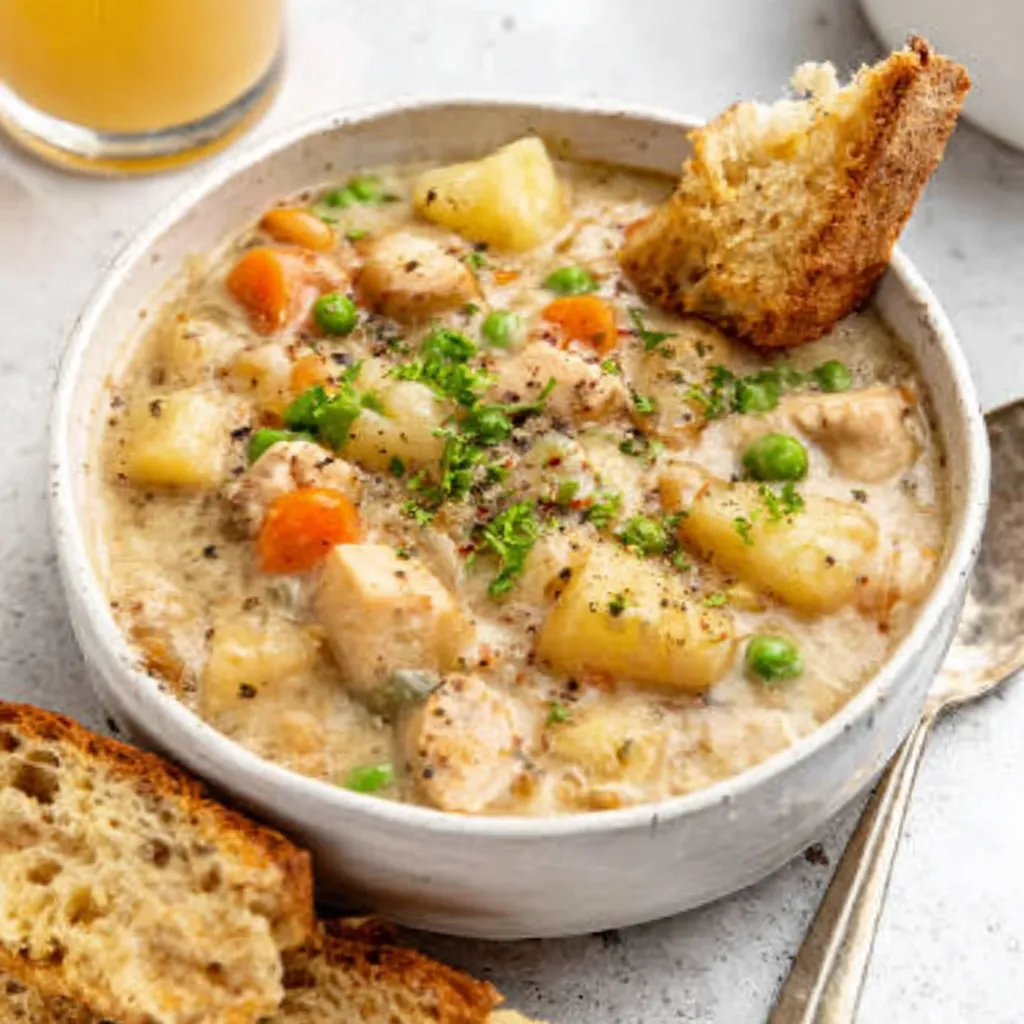 A comforting bowl of slow cooker chicken stew, showcasing the final product from this best recipe.
