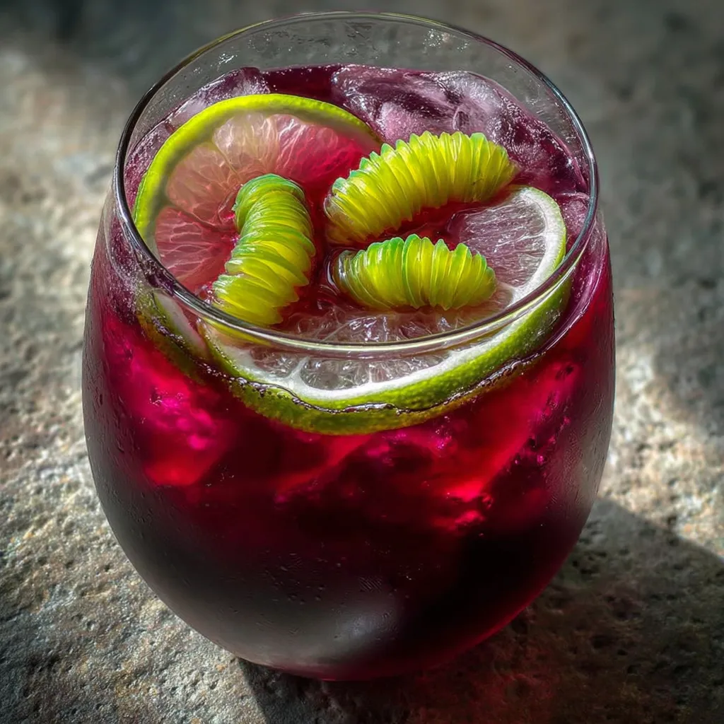 Spooky Witch’s Potion Punch bubbling in a glass cauldron adds a visually appealing element to the recipe instructions.