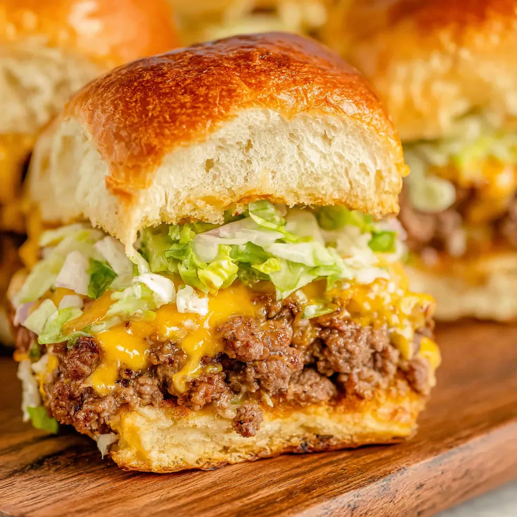 Enjoy mini burger mania with this Big Mac sliders recipe featured image showcasing delicious, homemade copycat sliders.