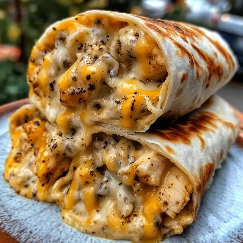 CHEESY GARLIC CHICKEN WRAPS