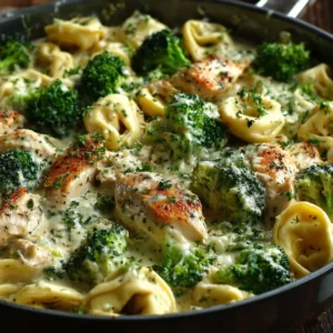 Creamy Tortellini with Chicken and Broccoli served as a featured image highlights the delicious and comforting pasta dish.