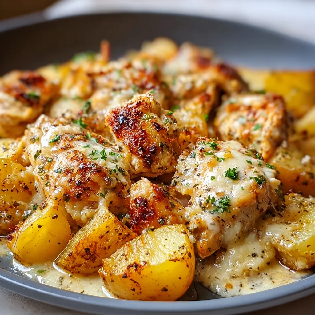 Creamy Crockpot Garlic Parmesan Chicken and Potatoes featured image showcases a delicious, slow-cooked family meal perfect for an easy weeknight dinner.