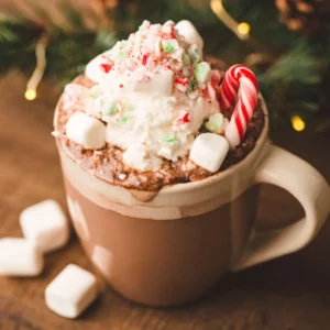 Christmas Eve creamy crockpot hot chocolate steams invitingly, promising a dreamy and festive holiday treat perfect for a cozy celebration.