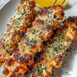 Easy Ranch Garlic Parmesan Chicken Skewers ready to grill, showcasing their simple preparation and delicious flavors.