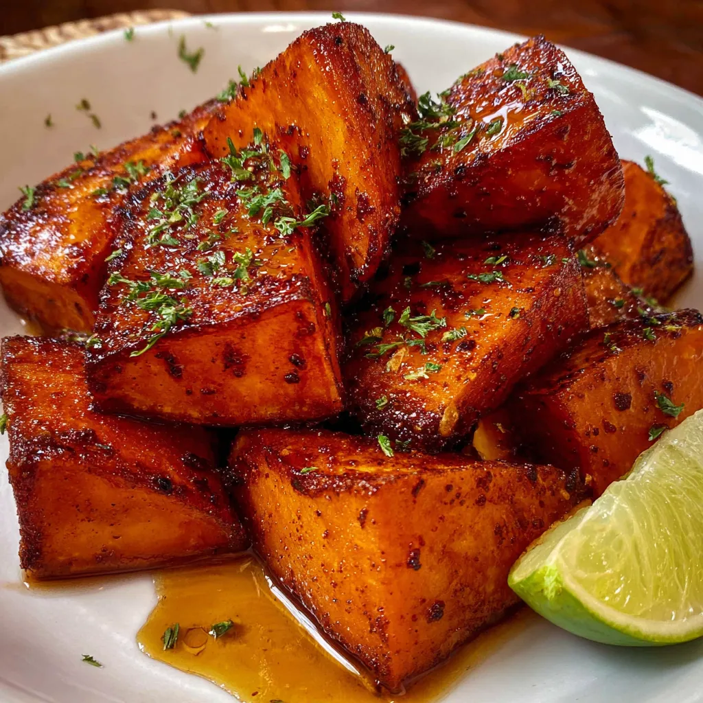 Cinnamon honey roasted sweet potatoes shine in this easy recipe's featured image, promising a simple and delicious side dish.