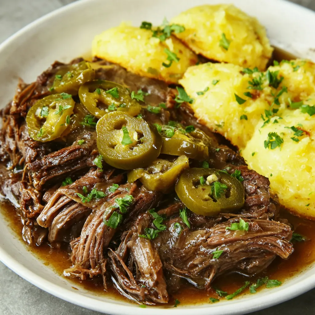 Easy Instant Pot Mississippi Pot Roast features tender, shredded beef with flavorful gravy, showcasing a simple and delicious weeknight dinner recipe.