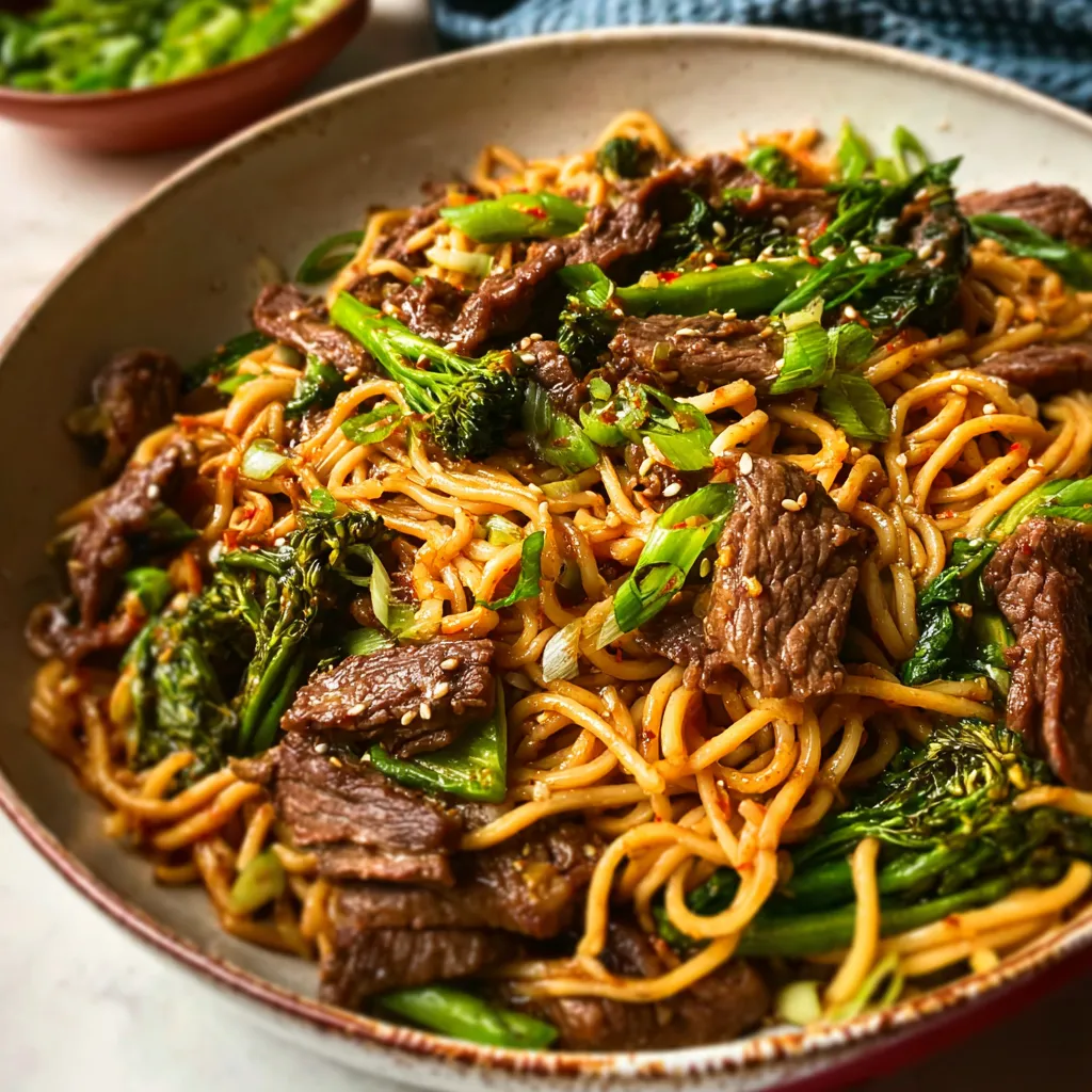 Beef And Broccoli Lo Mein Noodles featured image shows a delicious stir-fry with tender beef, vibrant broccoli, and perfectly cooked noodles.