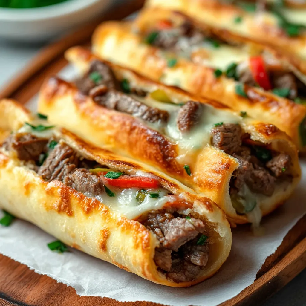Irresistible Keto Philly Cheesesteak Rolls featuring melted cheese, thinly sliced steak, and keto-friendly roll.