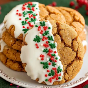 Chewy maple cookies dipped in white chocolate offer a festive Christmas treat.