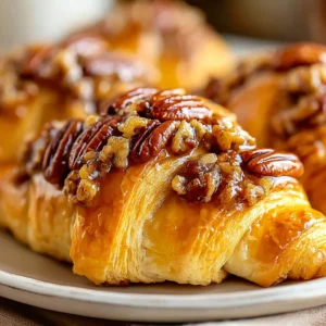 Pecan pie crescent rolls, a simple and delicious holiday treat, are shown as a featured image for a recipe.