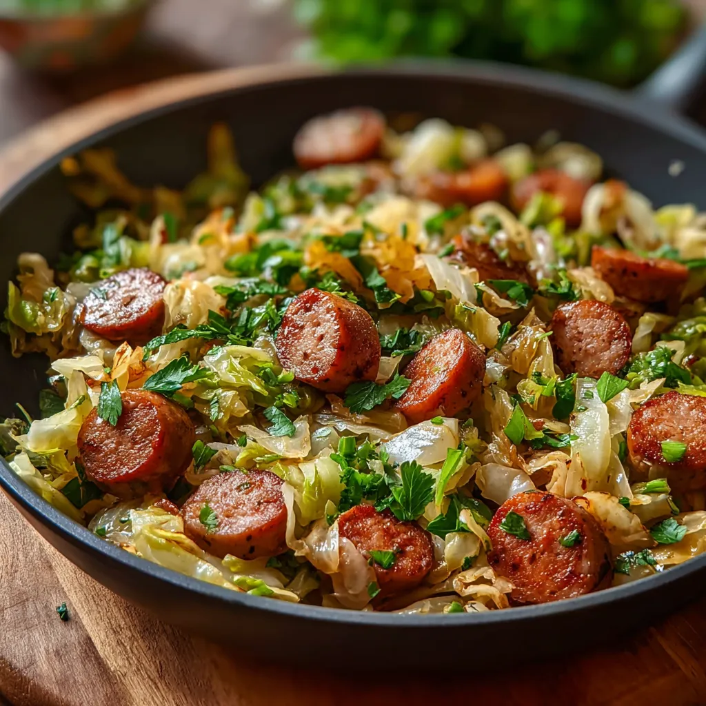 A vibrant featured image showcases a delicious Sausage And Cabbage Stir Fry, highlighting the colorful ingredients and appetizing presentation.