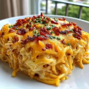 A bubbling, cheesy Spicy Southern Chicken Spaghetti Casserole is featured, showcasing its golden-brown top and inviting layers of spaghetti, chicken, and vegetables, perfect for a comforting and flavorful meal.