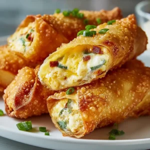 Spicy mini jalapeño popper egg rolls are golden brown and crispy, showcasing a delicious appetizer or snack recipe.