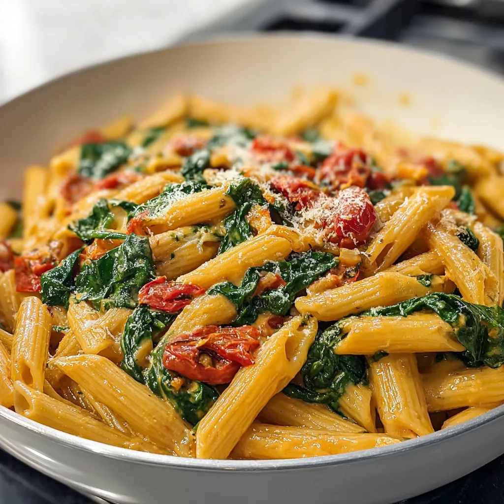 A delicious bowl of Spinach Tomato Pasta is shown as the featured image.