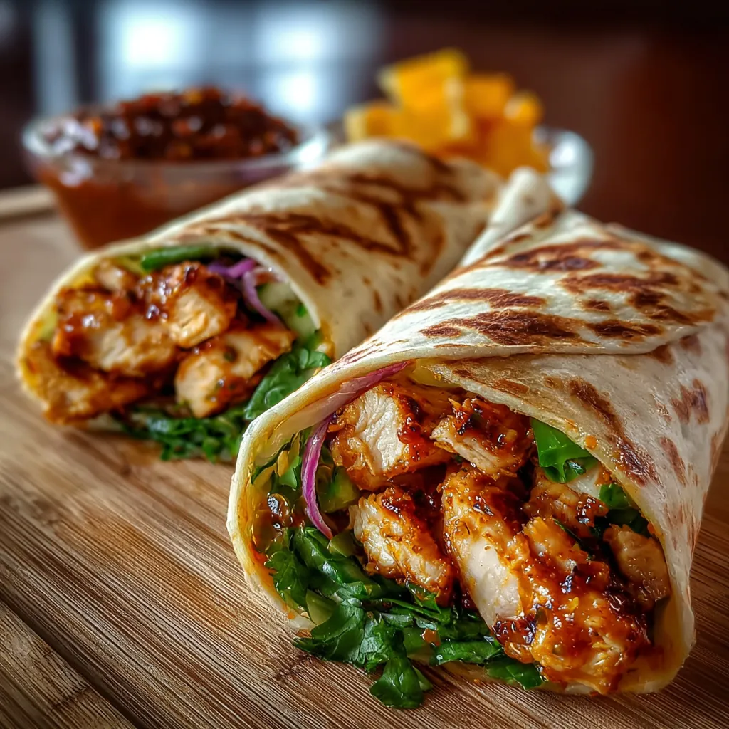 Sweet chili chicken wraps are a quick and easy lunch idea featuring tender chicken, crisp vegetables, and sweet chili sauce all wrapped in a soft tortilla.