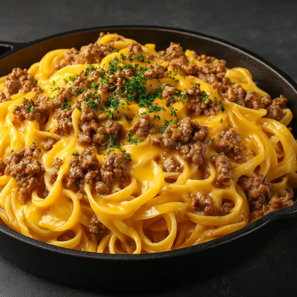 Close-up of a delicious Beef Pasta dish, showcasing its rich sauce and tender beef.