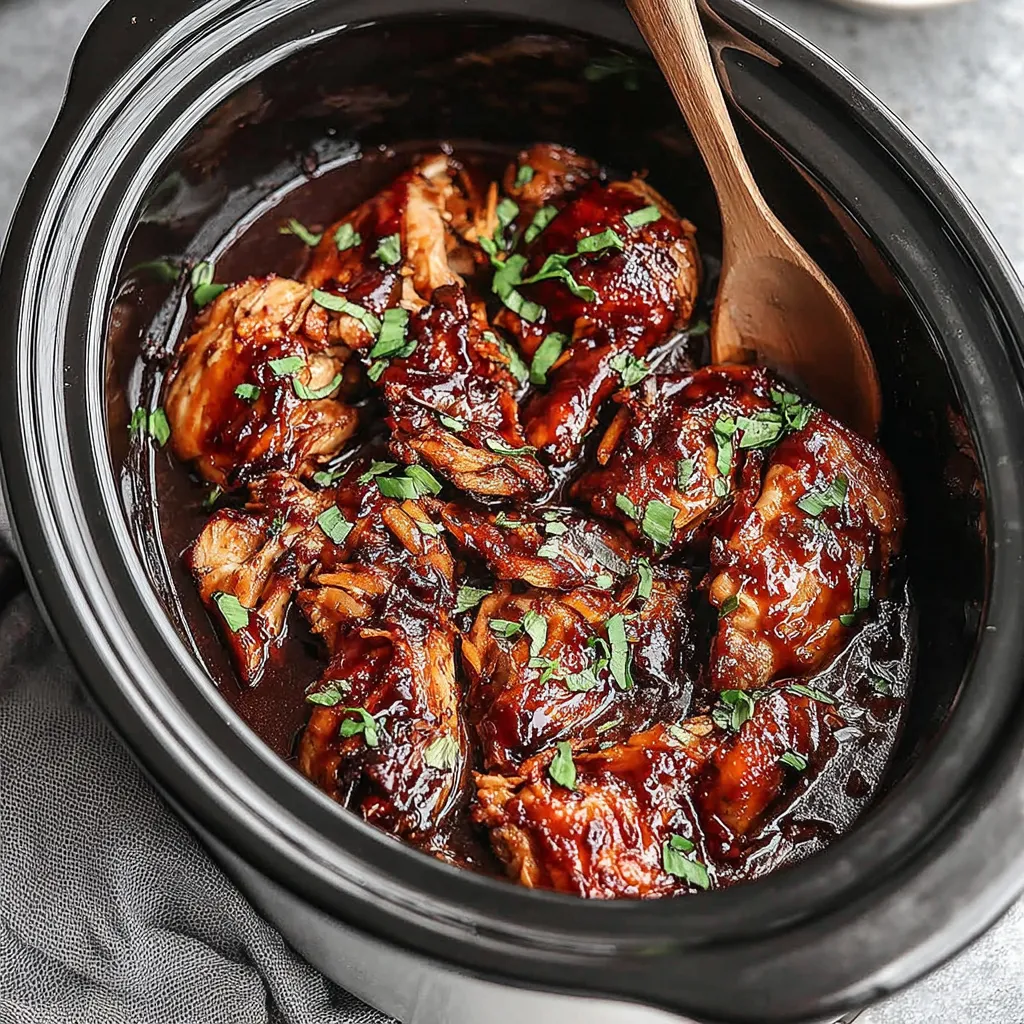 Close-up of delicious Crock Pot Bourbon Chicken, showcasing its rich sauce and tender chicken pieces.