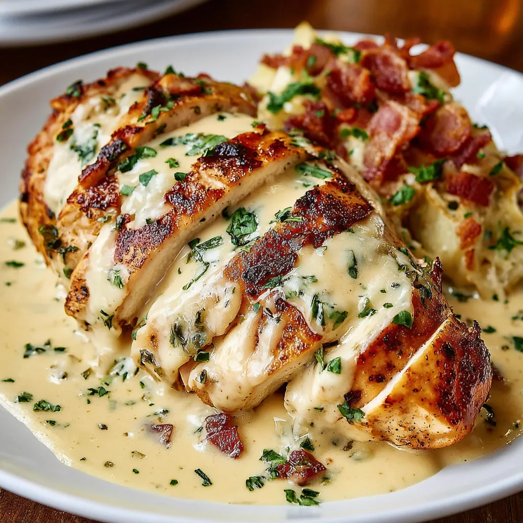 Creamy Jack Chicken Recipe Close-Up Close-up of delicious Creamy Jack Chicken, showcasing its creamy sauce and melted cheese.