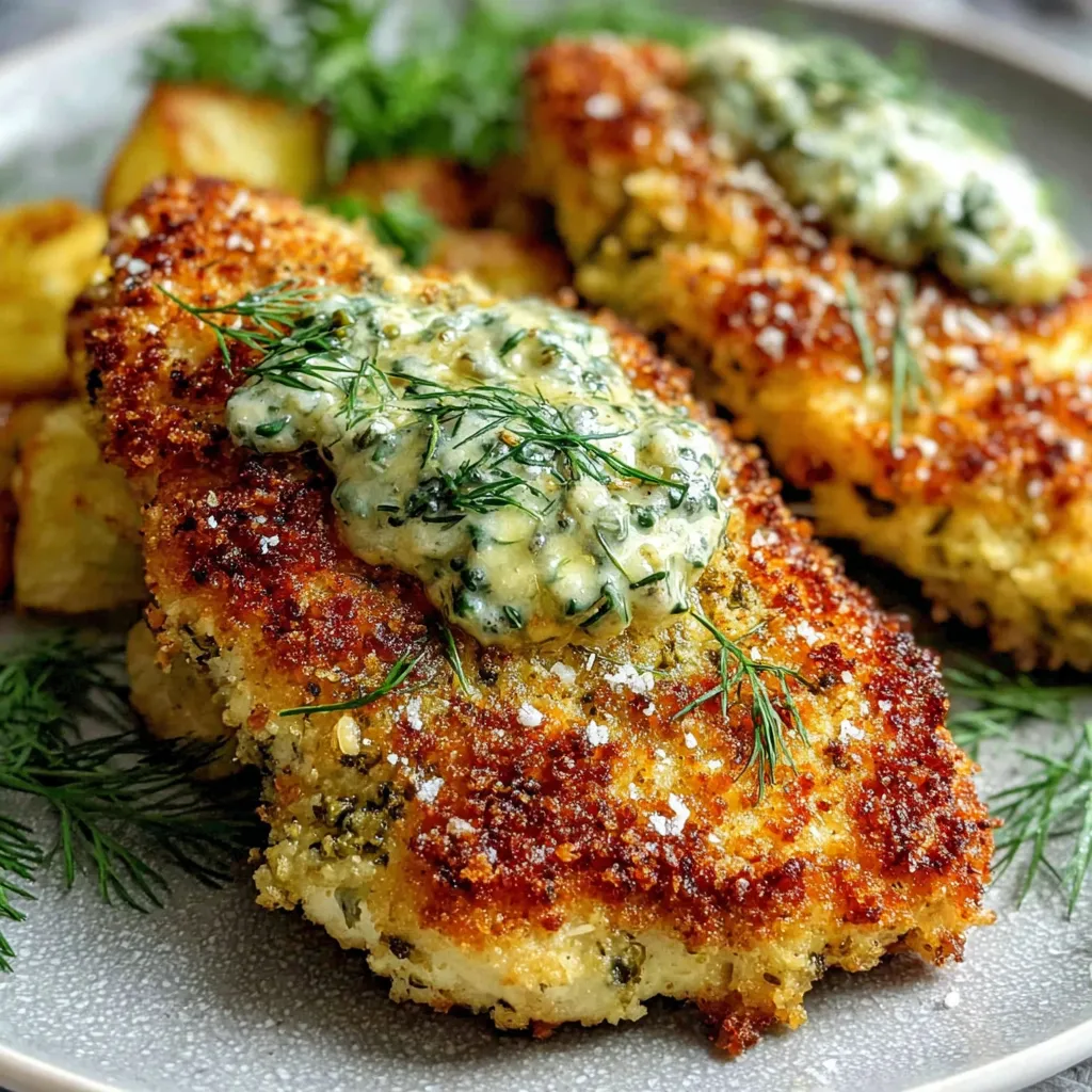 Close-up of golden-brown Crispy Dill Pickle Parmesan Chicken pieces, showcasing the crispy breading and melted parmesan.