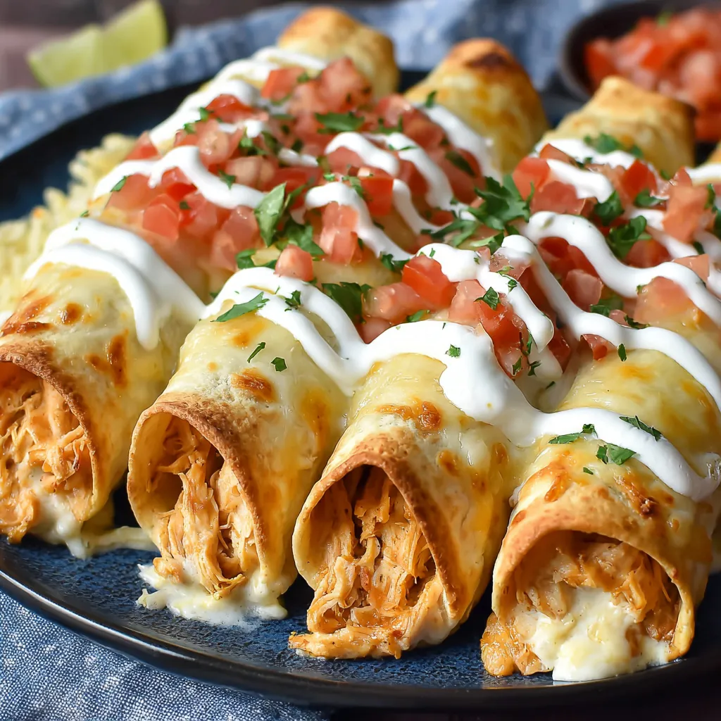 Cream Cheese Chicken Taquitos Recipe A close-up shot showcases the golden-brown, crispy exterior of freshly baked Cream Cheese Chicken Taquitos, ready to be served.