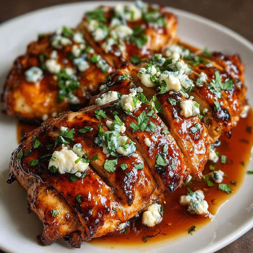 A close-up shot showcases the juicy and flavorful Hot Honey Feta Chicken, ready to be enjoyed.