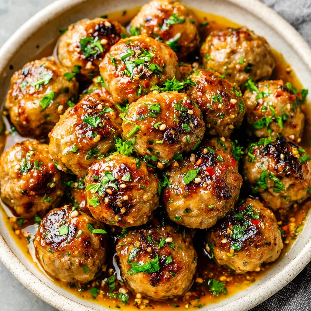Keto Garlic Butter Meatballs Recipe Close-up showing juicy Keto Garlic Butter Meatballs simmering in a rich garlic butter sauce.