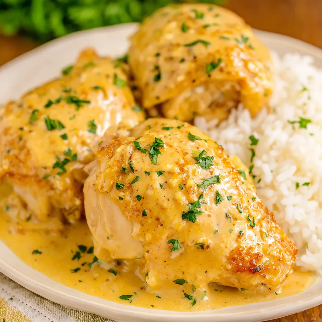 Creamy Crockpot Chicken is shown in a second image, highlighting its creamy texture.
