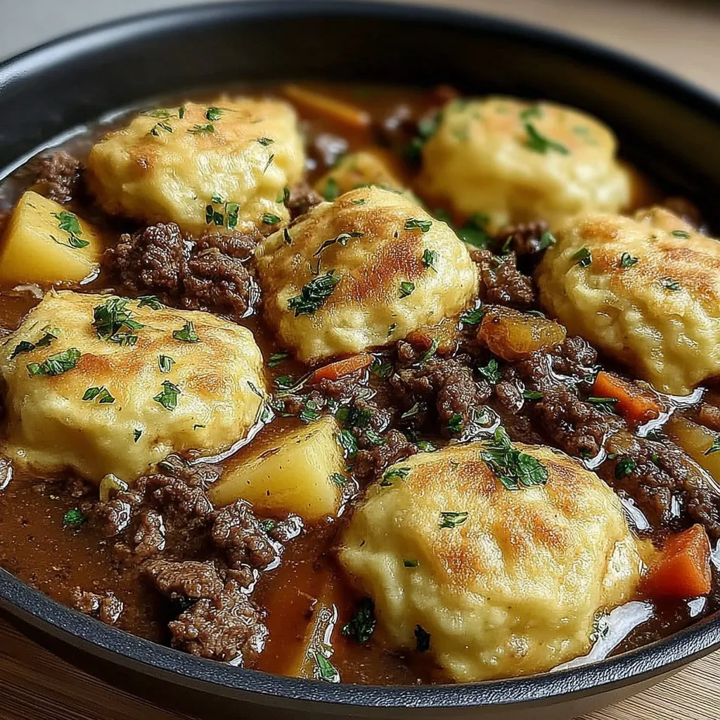 Hearty Ground Beef and Dumplings Ground Beef And Dumplings are shown in a close-up, appetizing view as a second image within the recipe article.