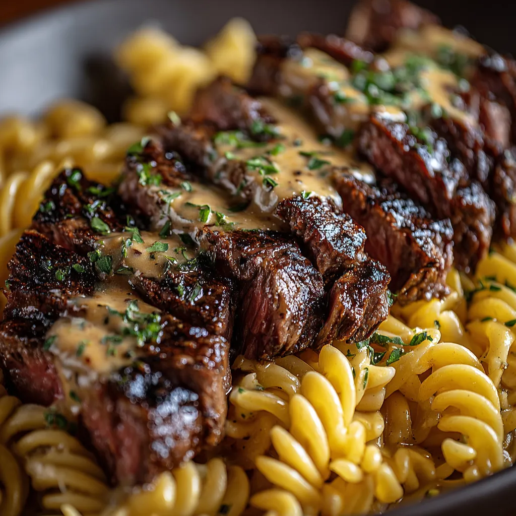 Steak Pasta Perfection A delicious plate showcasing Steak and Pasta, a perfect culinary combination for a satisfying meal.
