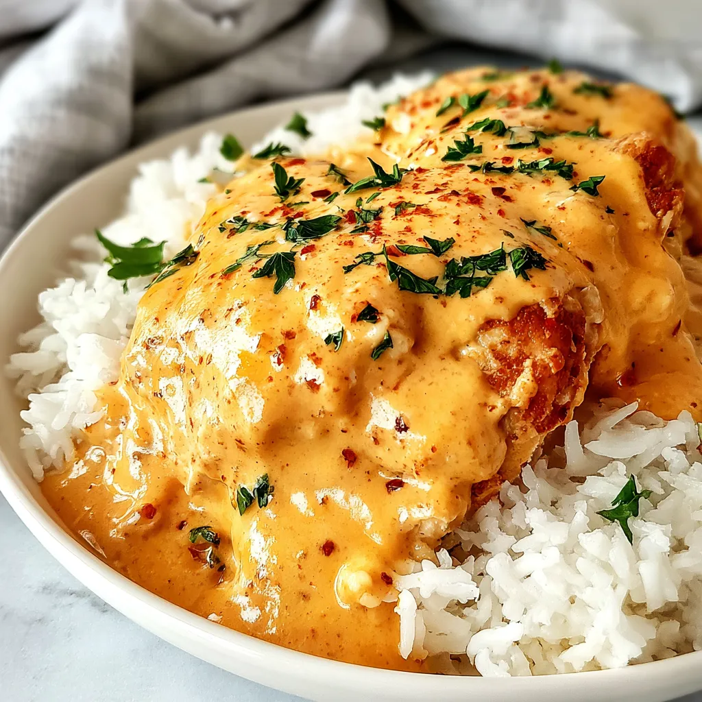 AMAZING CREAMY SMOTHERED CHICKEN AND RICE