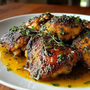 Close-up image of juicy, golden-brown Bobby Flay Chicken Thighs, perfect for a delicious dinner.