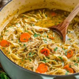 Bowl of comforting Chicken Noodle Soup, perfect as a featured image for a recipe or article.