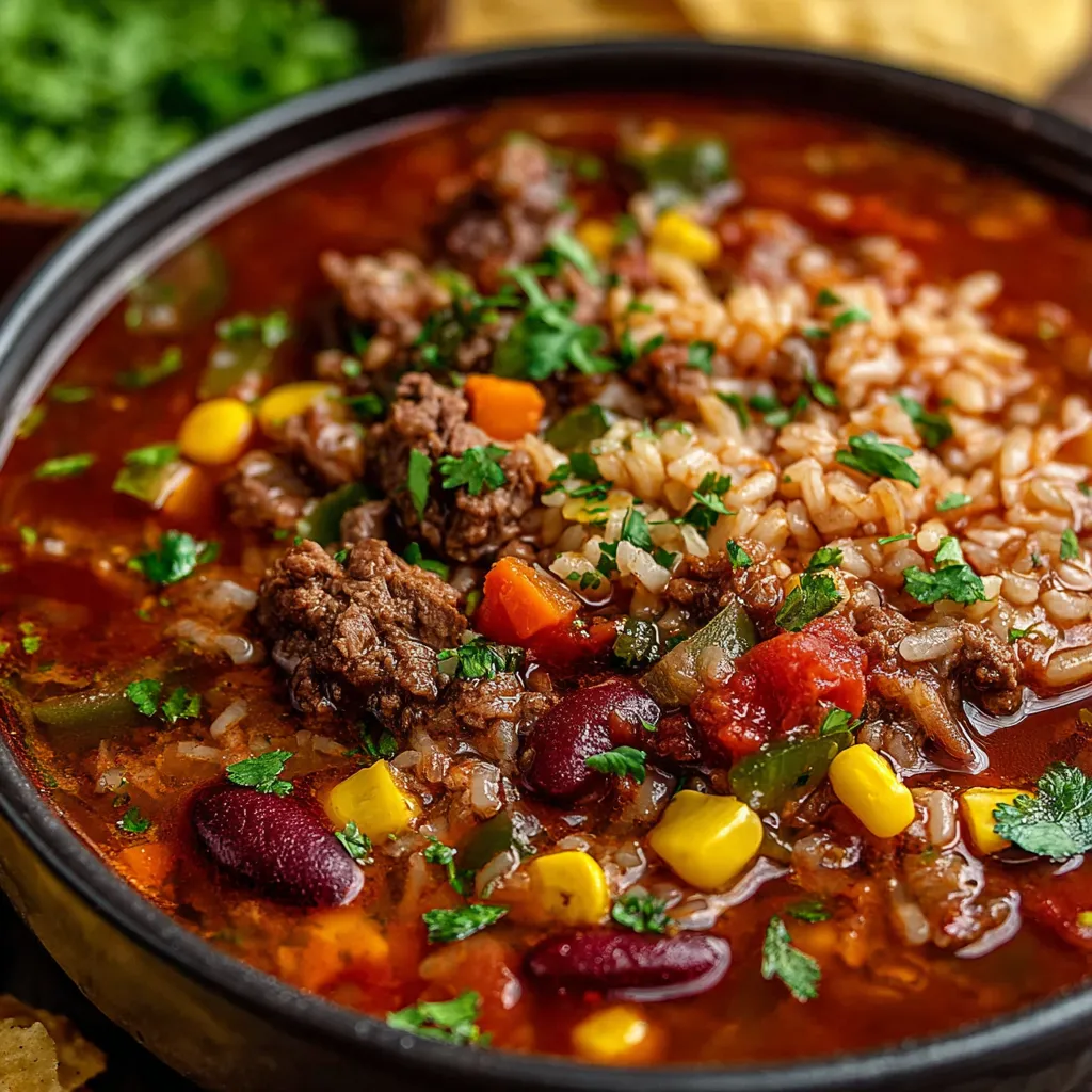 BEST MEXICAN BEEF & RICE SOUP