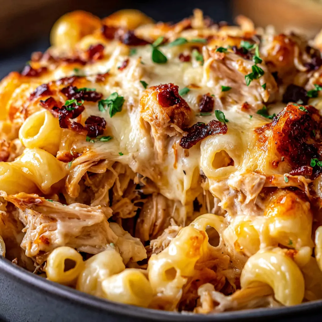 BEST SHREDDED BBQ CHICKEN MAC AND CHEESE