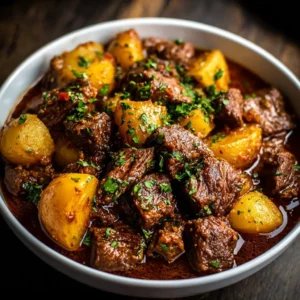 Slow Cooker Garlic Butter Beef Potatoes are shown as the featured image for this delicious and easy recipe.