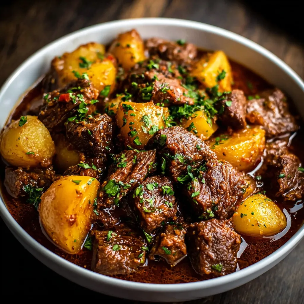 Slow Cooker Garlic Butter Beef Potatoes are shown as the featured image for this delicious and easy recipe.
